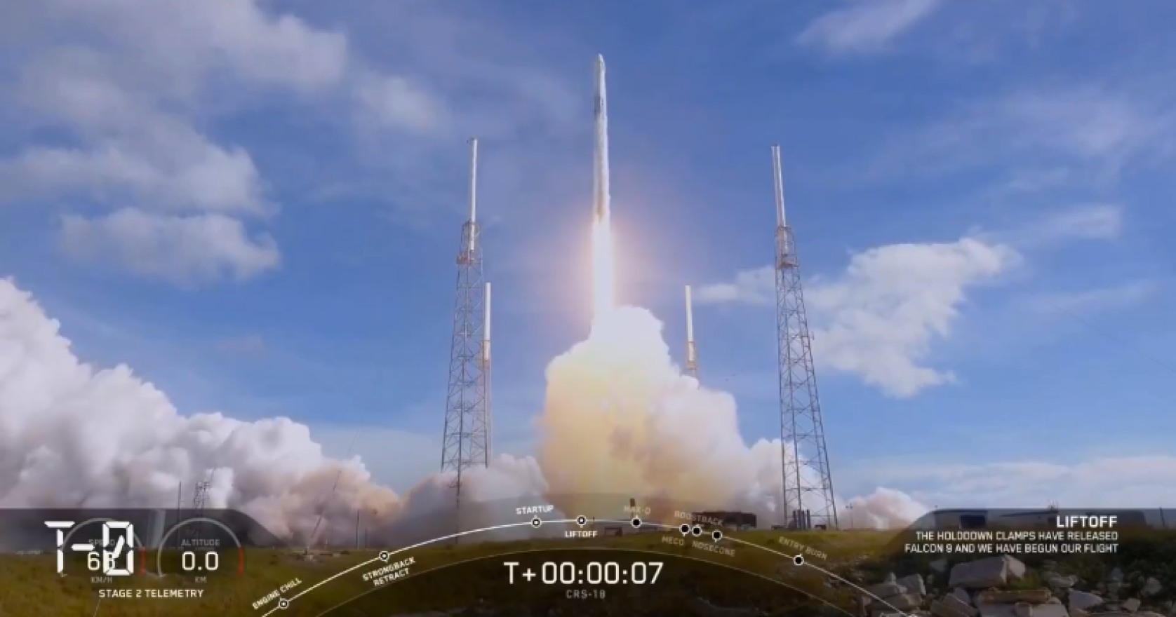 SpaceX's CRS-18 mission launches from Cape Canaveral. 